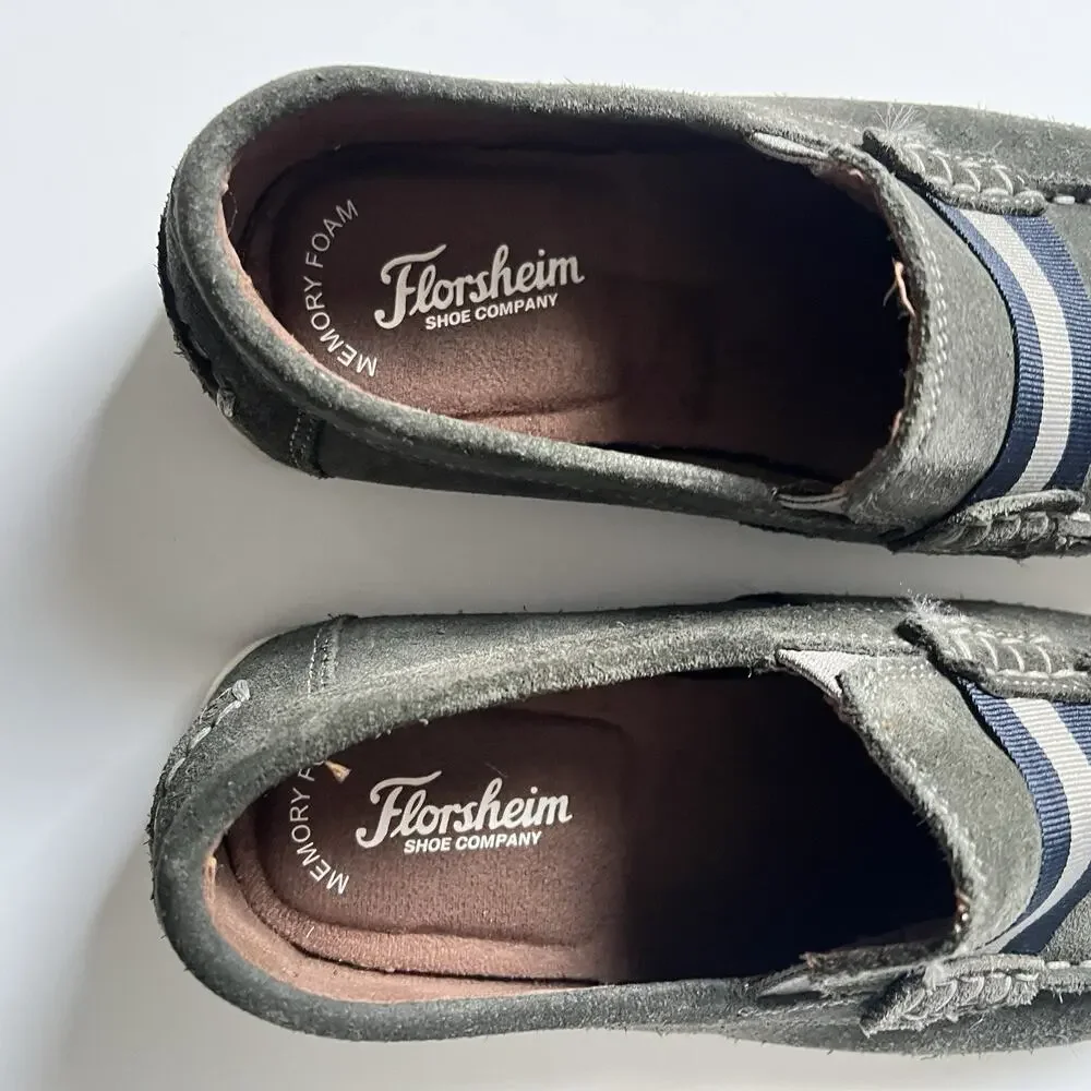 Florsheim Jasper JR Gray Suede Strap Kids Loafer 2.5M Slip-On Comfort Shoe 16680